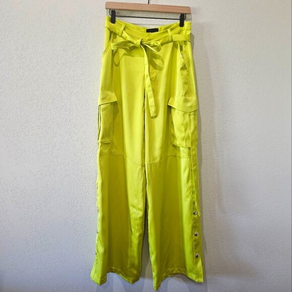 H:ours Satin Pants in Lime - Picture 1 of 10